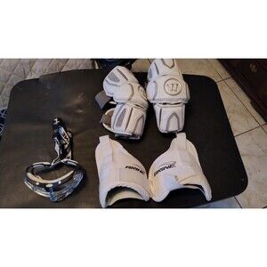 Warrior EVO Lacrosse Elbow Pads D30 Aero and Brine pads and Brine Seeker Goggle
